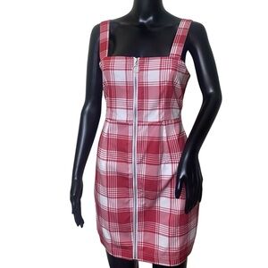 Ever After Red & White Plaid Mini Dress Sz M